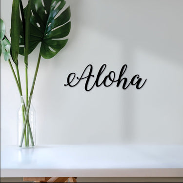 Aloha Sign | Cursive Metal Wall Decor | Aloha Decorations | Aloha Gift | Luau Sign | Aloha Metal Sign | Hawaiian Decor | Script Metal Art